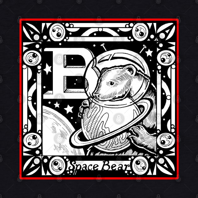 B is For Bear - Red Outlined Design by Nat Ewert Art